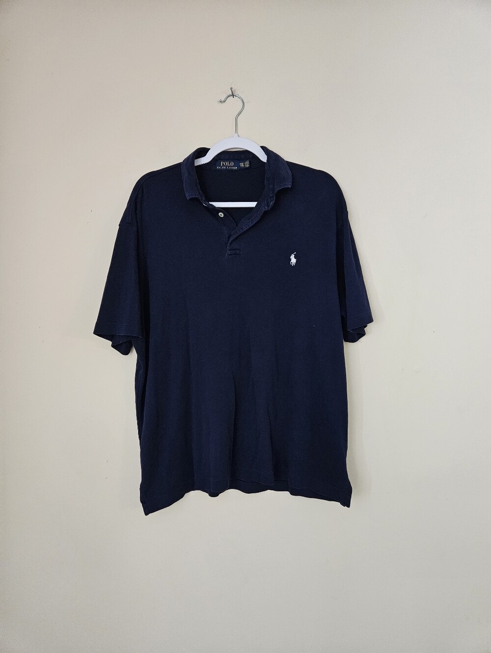 Ralph Lauren Navy Polo Shirt with White Pony Logo, Size XXL